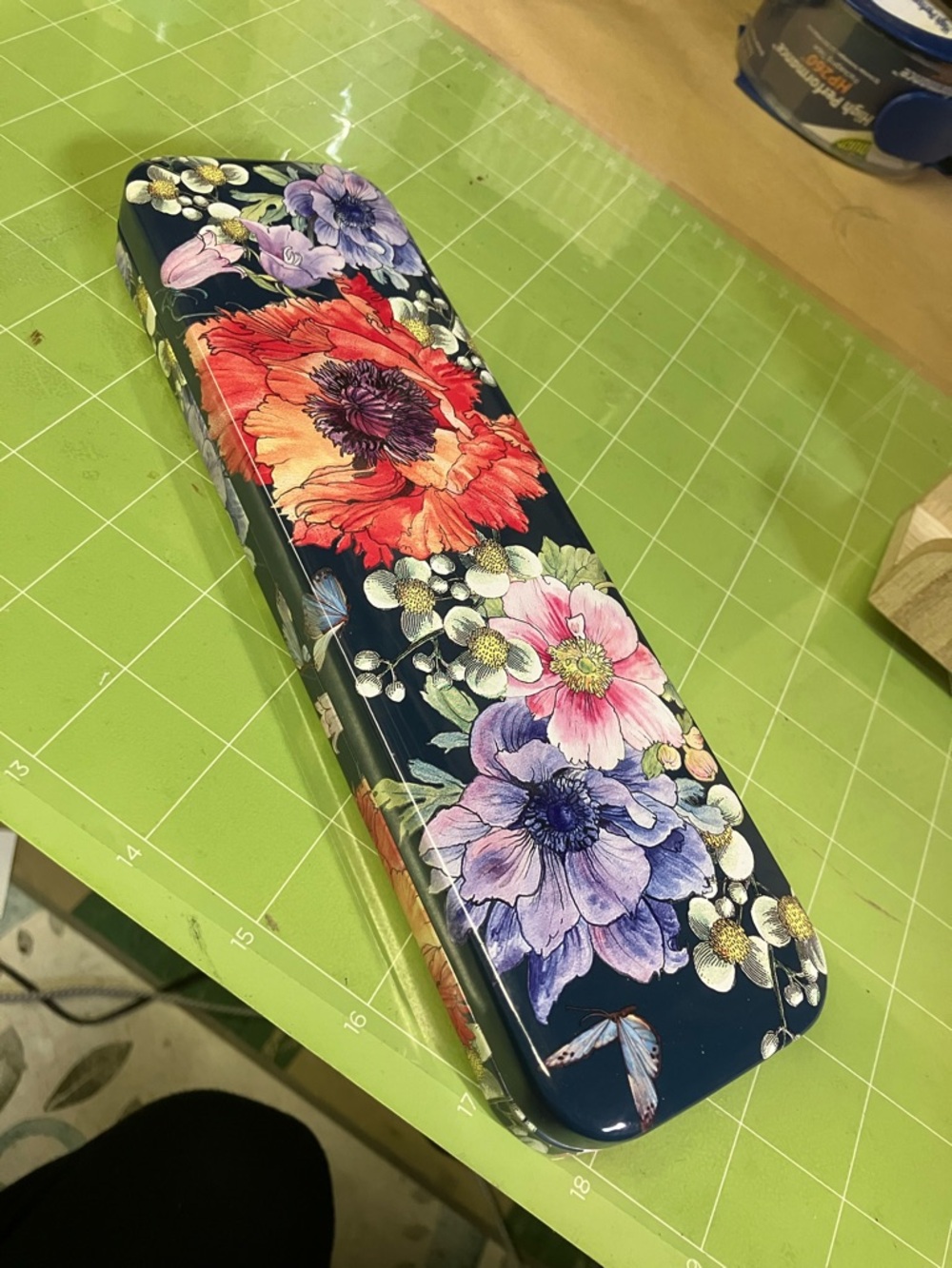 Brighton Floral Watch Tin in Midnight Blue